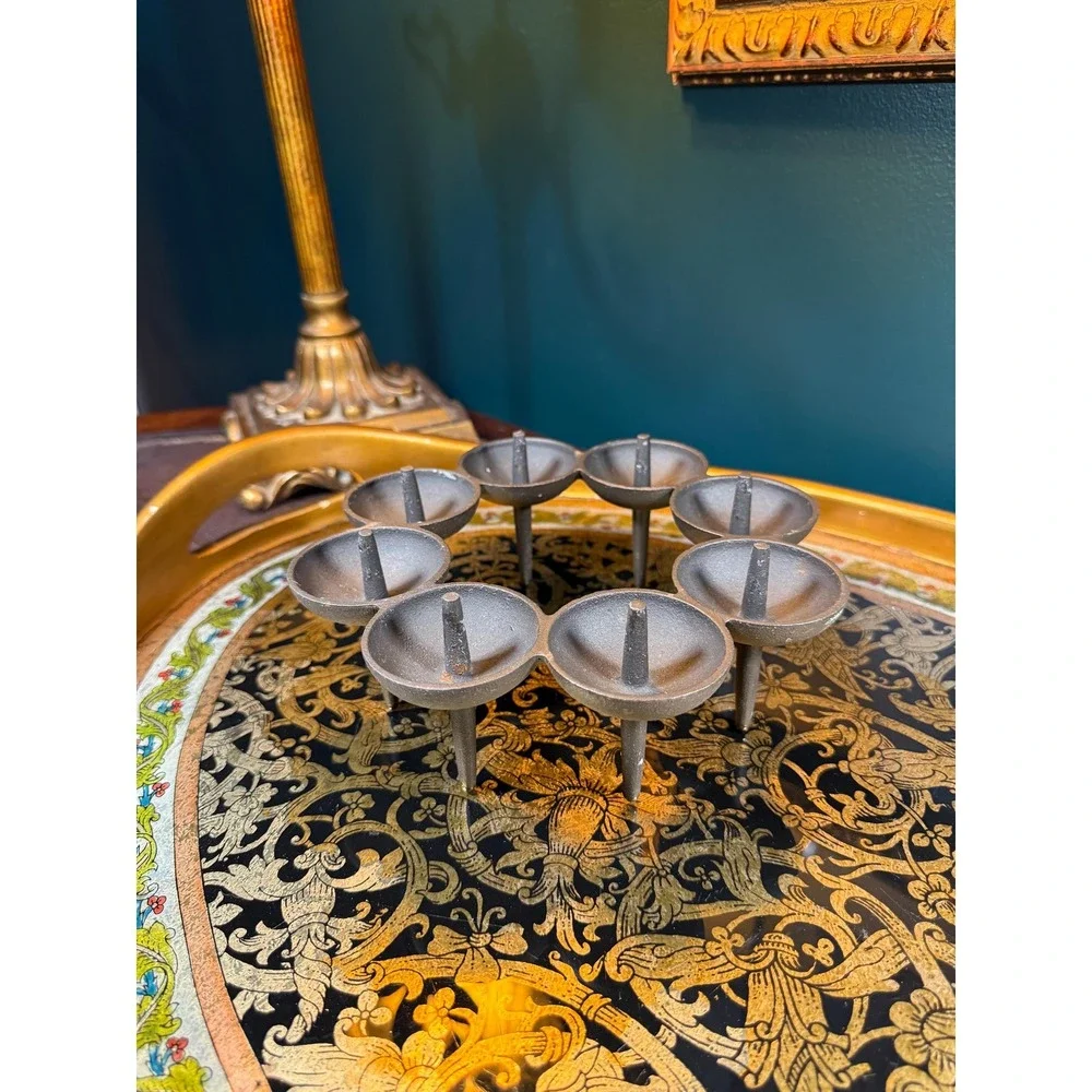 Dansk Designs Denmark Cast‎ Iron Candle Ring by Jens Quistgaard, 8-Light Holder